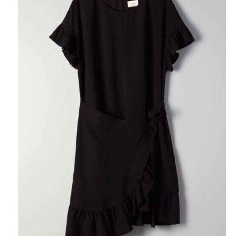 NWOT, Aritzia Wilfred Black Ninette Ruffle Dress